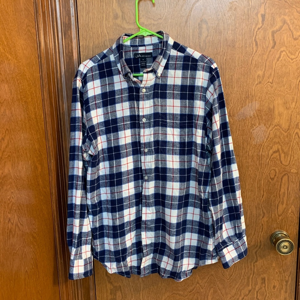 Men's Navy Blue/White/Red Flannel Sz M
